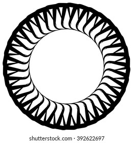 Abstract monochrome circular, spirally element on white.