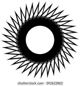 Abstract monochrome circular, spirally element on white.