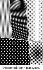 Abstract monochrome composition with dotted and halftone comic effects. Vector illustration