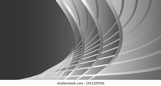 Abstract monochrome cover design background. Wavy Grayscale parallel gradient lines. Trendy banner, poster. EPS vector