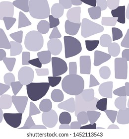Abstract monochrome creative shapes seamless pattern. Simple design texture with chaotic painted shapes.