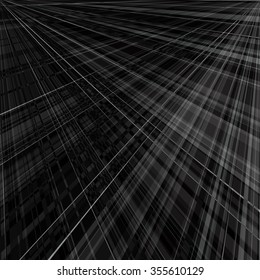 Abstract monochrome dark background of radial rays. Vector illustration.