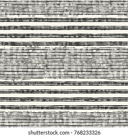Abstract Monochrome Dashed Stripe Motif Watercolor-Dyed Effect Textured Background. Seamless pattern.