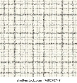 Abstract Monochrome Dashed Stroke Checked Textured Background. Seamless Pattern.