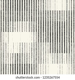 Abstract Monochrome Dashed Stroke Striped Textured Graphic Motif. Seamless Pattern.