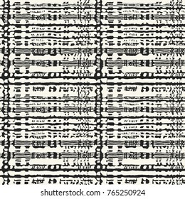 Abstract Monochrome Distorted Checked Textured Background. Seamless Pattern.