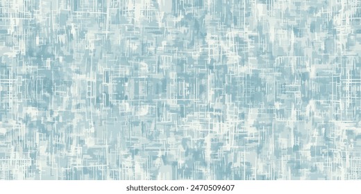 Abstract monochrome distressed knit textured checked seamless pattern. Detailed woven fabric texture. Interlacing bands, bold lines. Distressed texture of weaving fabric. Vector fabric texture.