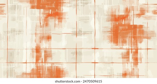 Abstract monochrome distressed knit textured checked seamless pattern. Detailed woven fabric texture. Interlacing bands, bold lines. Distressed texture of weaving fabric. Vector fabric texture.