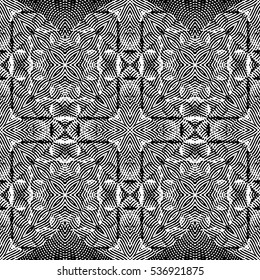 Abstract monochrome engraving pattern. Texture for certificate or diploma, currency and money design. Single-leaf woodcut, xylography, printmaking. Vector Illustration