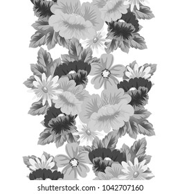 abstract monochrome floral background. Seamless pattern for your postcard, invitation, greeting card designs for birthday, Valentine's day, wedding, party. Vector illustration.