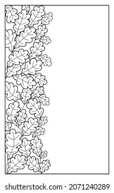 Abstract monochrome floral background. Vector image, contour black and white oak leaves. Suitable for cards, invitations, coloring pages for adults and children, and any other your design.