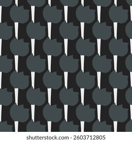 Abstract monochrome floral pattern black white background. Elegant grey flowers design allover print block. Vector graphic style.