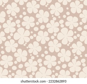 Abstract Monochrome Floral Silhouettes Dots Minimalistic Retro Natural Seamless Vector Pattern Trendy Fashion Colors Perfect for Allover Fabric Print or Wrapping Paper Skin Tones
