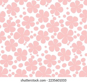 Abstract Monochrome Floral Silhouettes Dots Minimalistic Retro Natural Seamless Vector Pattern Trendy Fashion Colors Perfect for Allover Fabric Print or Wrapping Paper Pastel Pink White Tones