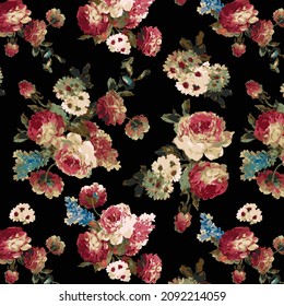 abstract monochrome flowers with black background illustration textile all-over designs vector digital image