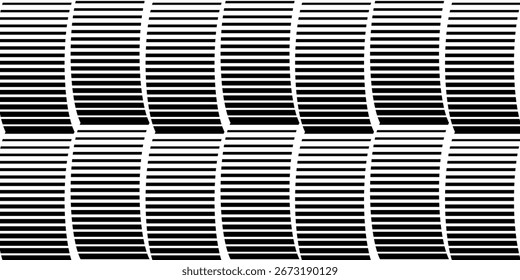 Línea de onda abstracta monocromática geométrica negra delgada a gruesa.
