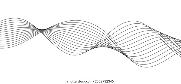 abstract monochrome geometric curve wavy line background.