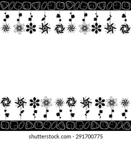 abstract monochrome geometric flowers background frame for text