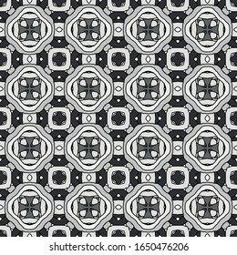 Abstract monochrome geometric pattern. Allover vector texture for printing on wrapping paper, fabric. Black and white background