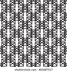 Abstract monochrome geometric pattern, seamless vector background. Simple black and white repeating texture. Modern graphic with lattice. 