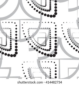 Abstract monochrome geometric pattern, seamless vector background. Simple black and white repeating texture. Modern contrast graphic with dots, circle, ball or point. 