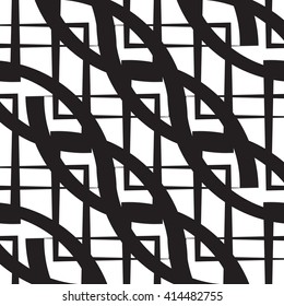 Abstract monochrome geometric pattern, seamless vector background. Simple black and white repeating texture. Modern graphic with lattice. 