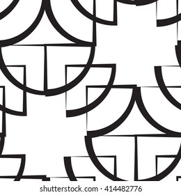 Abstract monochrome geometric pattern, seamless vector background. Simple black and white repeating texture. Modern graphic with lattice. 