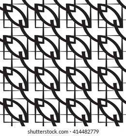 Abstract monochrome geometric pattern, seamless vector background. Simple black and white repeating texture. Modern graphic with lattice. 