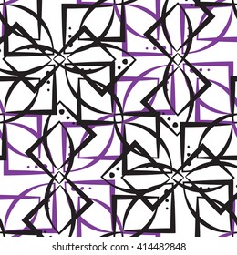 Abstract monochrome geometric pattern, seamless vector background. Simple black and white repeating texture. Modern graphic with lattice. 