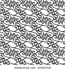 Abstract monochrome geometric pattern, seamless vector background. Simple black and white repeating texture. Modern graphic with hand drawn elements. 