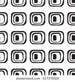 Abstract monochrome geometric pattern, seamless vector background. Simple black and white repeating texture. Modern contrast graphic with retro elements. 