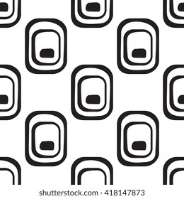 Abstract monochrome geometric pattern, seamless vector background. Simple black and white repeating texture. Modern contrast graphic with retro elements. 