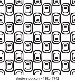 Abstract monochrome geometric pattern, seamless vector background. Simple black and white repeating texture. Modern contrast graphic with retro elements. 