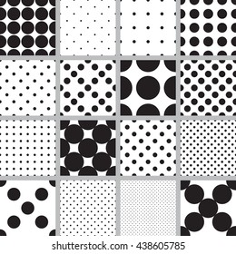 Abstract Monochrome Geometric Pattern, Seamless Background. Simple Black And White Repeating Texture With Dots, Circle, Ball Or Point.