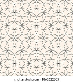 Abstraktes, monochromes geometrisches, nahtloses Muster im asiatischen Stil. Dünne Linien Textur, elegantes Blumengitter, Maschen, Gitter. Orientalischer luxuriöser Hintergrund. Feine schwarz-weißer Ornament. Vektorwiederholdesign