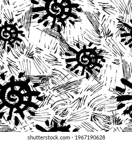   abstract  monochrome geometric seamless pattern, doodle dash,vector,hand drawing