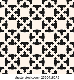 Abstractas patrón geométrico monocromo sin fisuras. Textura de Vector blanco y negro con Formas simples, triángulos, flechas, azulejos de repetición. Fondo modular repetido. Diseño para decoración, textil, mantel