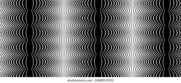 abstract monochrome geometric seamless transition thin to thick pattern.