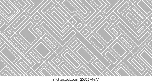 Abstract, monochrome, geometric template for web page, texture, map, poster, fabric, textile. Graphic repetitive black and white line design.
