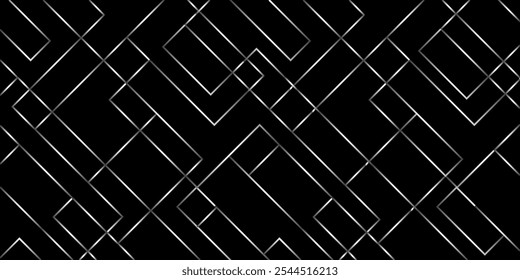 Abstract, monochrome, geometric template for web page, texture, map, poster, fabric, textile. Graphic repetitive black and white line design.