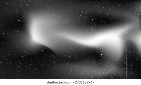 Fundo de gradiente monocromático abstrato com partículas flutuantes e ondas de luz macias. Textura digital futurista para IA, tecnologia, apresentações científicas, sites e branding moderno.