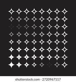 Abstract monochrome gradient poster background vector set. Modern cover template with black and white perspective geometric prism shape, halftone dot. Ideal design for social media, banner, ads.