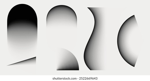Conjunto de silueta de florero de gradiente monocromático Abstractas Vector. Conjunto de jarrones de gradiente monocromo abstracto en varios diseños. Jarrones de gradiente monocromo Abstractas colección de Vector.