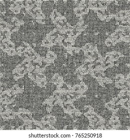 Abstract Monochrome Graphic Checked Motif Variegated Textured Background. Seamless Pattern.