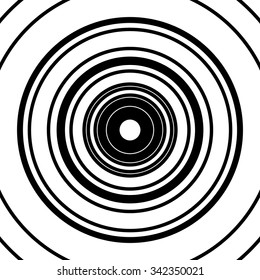 Abstract monochrome graphic with circular, circle pattern.