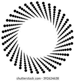 Abstract monochrome graphic with radiating dotted pattern