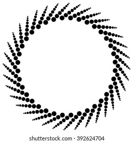 Abstract monochrome graphic with radiating dotted pattern