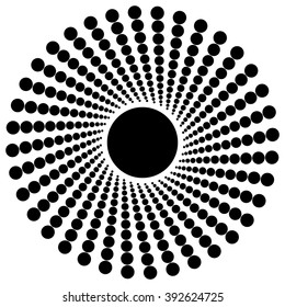 Abstract monochrome graphic with radiating dotted pattern