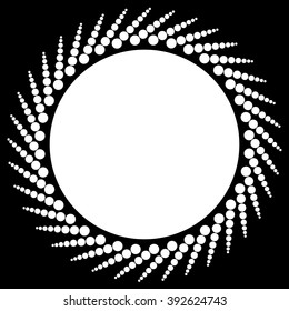 Abstract monochrome graphic with radiating dotted pattern