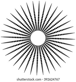 Abstract monochrome graphic with radiating dotted pattern